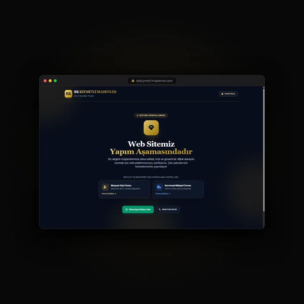 BK Kıymetli Madenler Kurumsal Web Sitesi